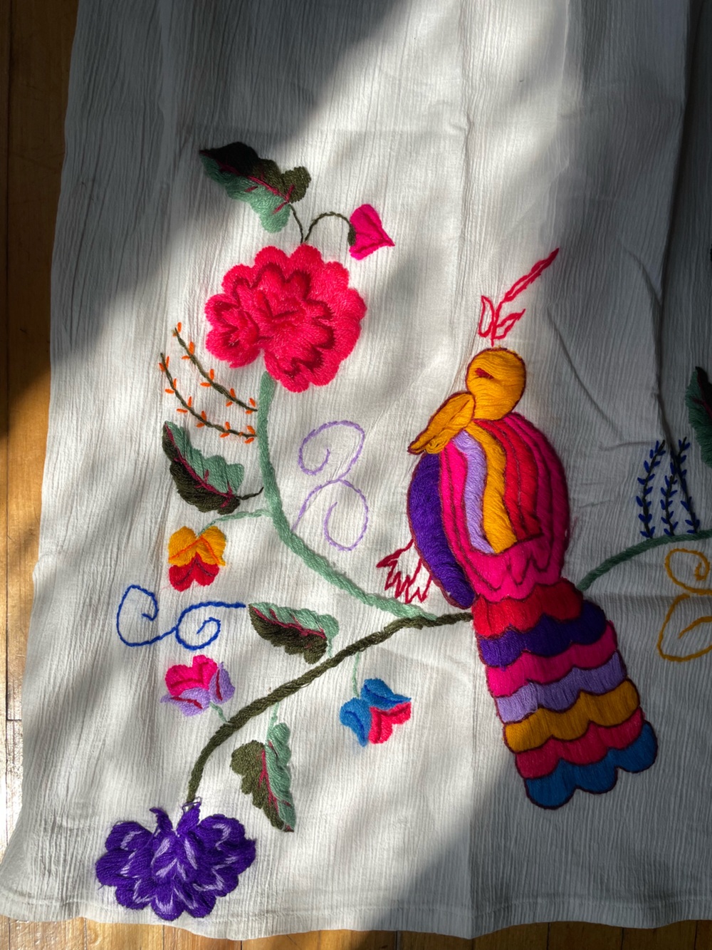 Vintage Hand Embroidered Cotton Crochet Yoke Dress